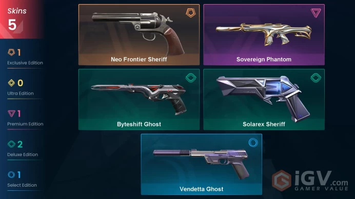 AP 5 skins | Neo Frontier Sheriff | Sovereign Phantom | Byteshift Ghost | Solarex Sheriff | Vendetta Ghost | V0286