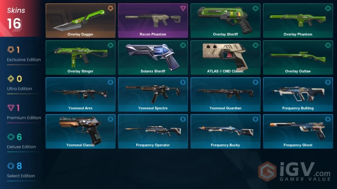 EU 16 skins 1 knifes | Overlay Dagger | Recon Phantom | Overlay Phantom | Overlay Sheriff | Overlay Outlaw | Overlay Stinger | V0306