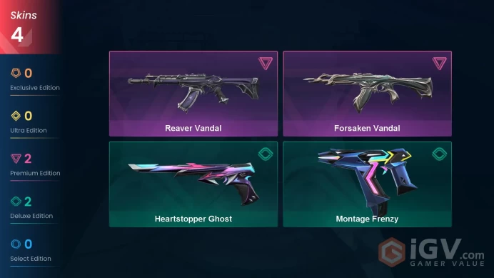 EU 4 skins | Reaver Vandal | Forsaken Vandal | Heartstopper Ghost | Montage Frenzy | V0349
