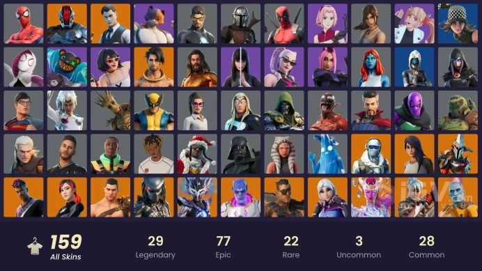 (PC PSN XBOX) 159 skins | MAIL CHANGE / LARA CROFT / SAKURA HARUNO / Gold Midas | Sultura | Trilogy | Point Patroller | Subzero Cryptic | Raz | 