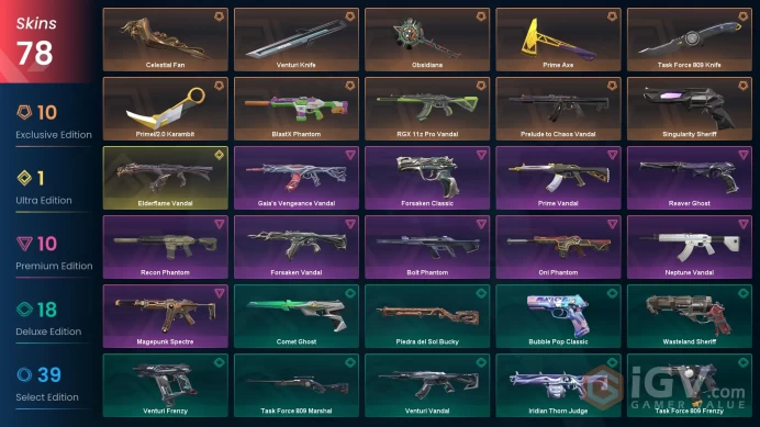 EU [ 78 TOP SKINS + 6 KNIFE ] Prime//2.0 Karambit + Prelude to Chaos Vandal + Elderflame Vandal + Bolt Phantom / full acces