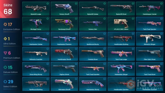 [KOREA] 68 Skins | 5 Knife | Full Acces | Champions 2025 Butterfly Knife / Champions 2025 Vandal / Byteshift Knife / Solarex Relic |