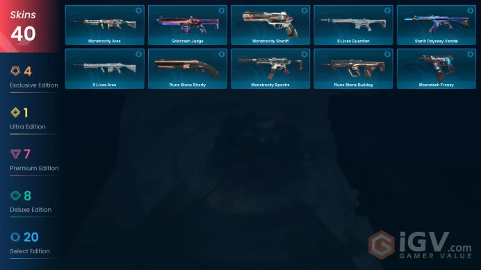 EU/TR 40 skins | Champions 2025 Vandal | Champions 2025 Butterfly Knife | Protocol 781-A Sheriff | Glitchpop Judge | Neptune Spectre | Prime Van