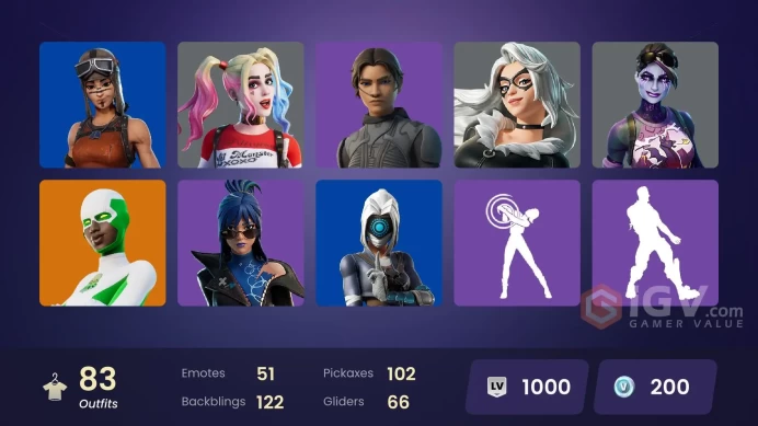 PC,PSN,XBOX 83 SKINS FA - CHANI - FASHION BANSHEE,GALAXY GRAPPLER,BACKLASH,PICCOLO,SON GOHAN,ELEVEN,HARLEY,DARK PHOENIX,MILES MORALES,ISO,RED RO