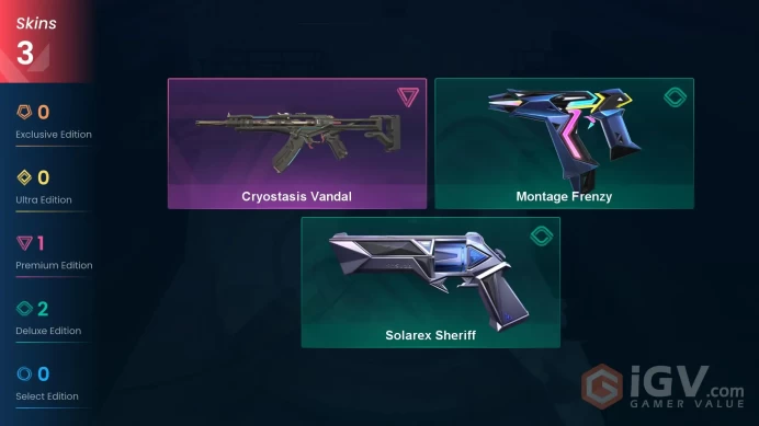 EU | 3 skins | Cryostasis Vandal | Montage Frenzy | Solarex Sheriff | K9300