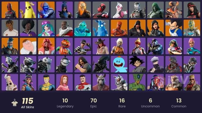 PC,PSN,XBOX 116 SKINS FA - VEGETA,FUSION,RED ROOTS BILLIE,FRIEZA,OMNI MAN,GOJO,DEADPOOL,GHOST RIDER,CELL,DOOM,INVINCIBLE  RK1685