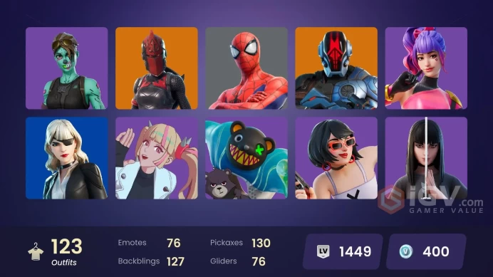 PC,PSN,XBOX 123 SKINS FA - JOLTARA,PADME,SPIDERMAN,SKULL TROOPER,BUGHA,PHAEDRA,DESERT DAWN LYRIC,RICK,GHOUL TROOPER,ABSTRAKT RK1697