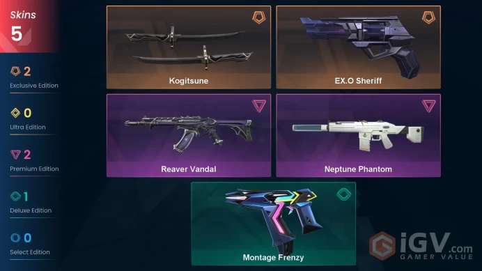 EU | 4 skins | Kogitsune | Reaver Vandal | Neptune Phantom | EX.O Sheriff | F6047