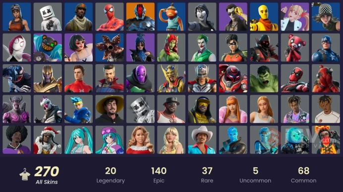 FA | 270 skins | Renegade Raider | Aerial Assault Trooper | Master Chief | Shady Doggo | Dummy Supreme | Twyn | The Imagined | Son Goku