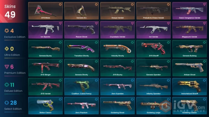 EU | 49 Skins | Full Acces | Chaos Vandal | Araxys Vandal | Ion Vandal | Gaia's Vengeance Vandal | Magepunk Vandal | Genesis Arc | .SYS Melee