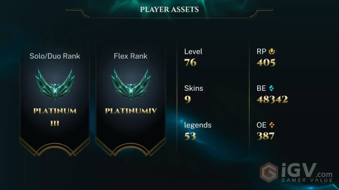 [EUW]| 48K BE | Platinum III |   CHAMPIONS 53+ |   403RP |   FF1