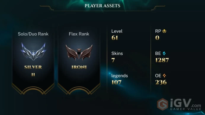  LAN  7 SKINS  SILVER 2  107 CHAMPIONS  61 LEVEL  INSTANT DELIVERY  FULL ACCESS  ExdSy 