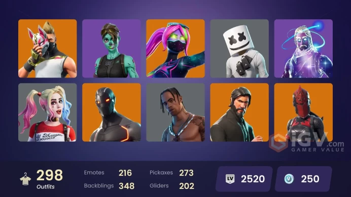 285 skins | Travis Scott | Galaxy | The Reaper | Elite Agent | Take The L | Omega | Reaper | Ride The Pony | Astro Jack | Gold Midas
