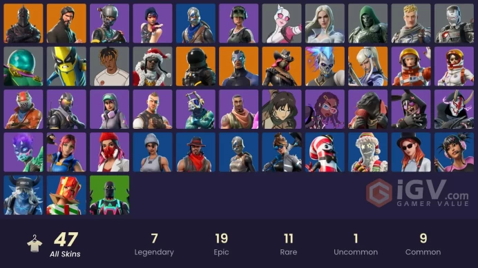 47 skins | Black Knight | The Reaper | Elite Agent | Take The L | Floss | Tidy | Blue Squire | Royale Knight | Trailblazer | Ride The Pony