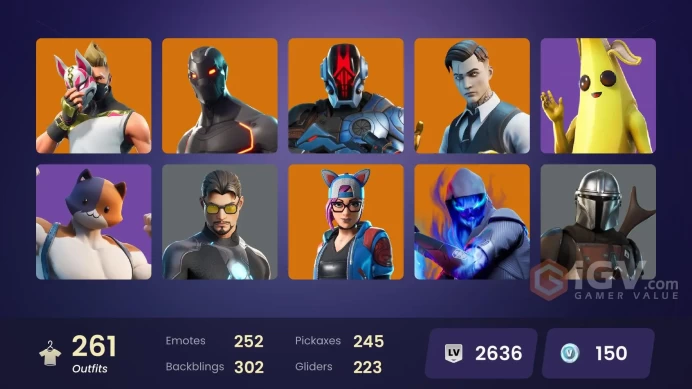 261 skins | Merry Mint Axe | Omega | Ride The Pony | Blue Team Leader | Gold Midas | Gold Brutus | Gold Meowscles | Trilogy | Subzero Cryptic