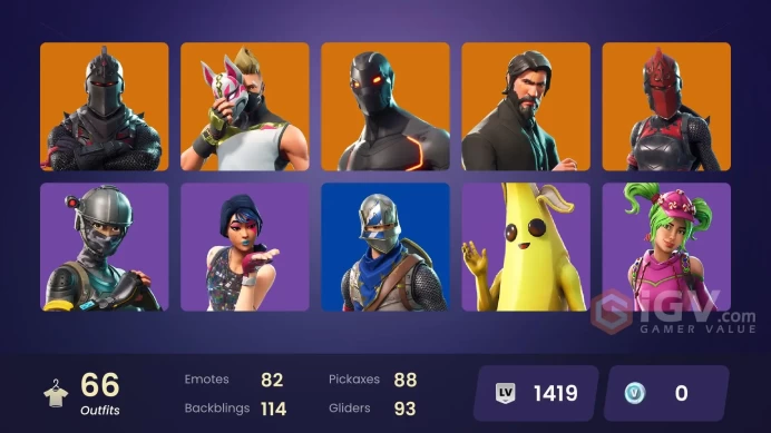 66 skins | Black Knight | The Reaper | Elite Agent | Take The L | Floss | Tidy | Blue Squire | Royale Knight | Omega | Ride The Pony | Snowflake