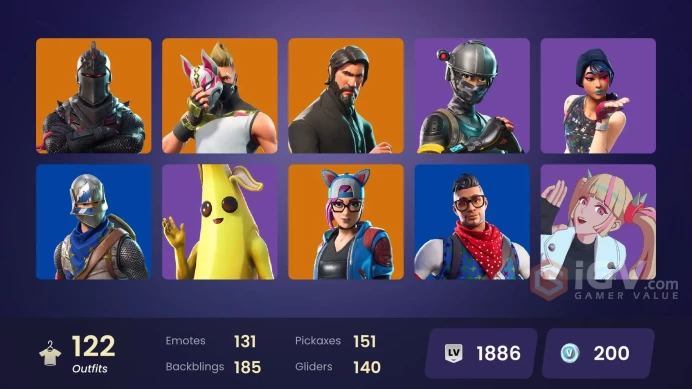 116 skins | Black Knight | The Reaper | Elite Agent | Take The L | Floss | Tidy | Blue Squire | Royale Knight | Reaper | Ride The Pony | Mako