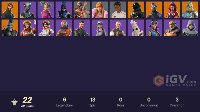 22 skins | The Reaper | Elite Agent | Take The L | Ride The Pony | Snowflake | Valor | Omegarok | Carbide | Dark Voyager | Spectra Knight