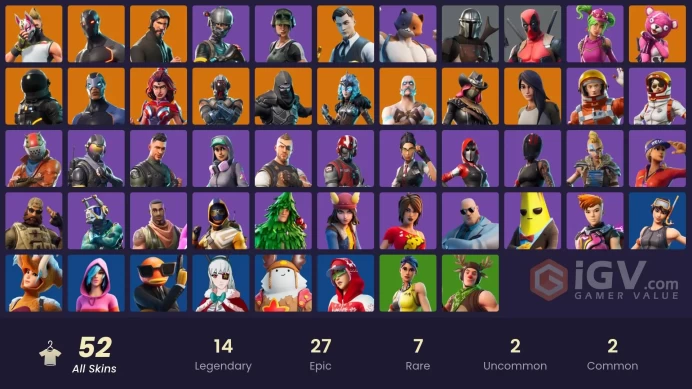 52 skins | The Reaper | Elite Agent | Take The L | Tidy | Omega | Trailblazer | Ride The Pony | Mako | Snowflake | Rogue Agent | Valor