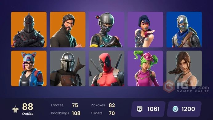 62 skins | Black Knight | The Reaper | Elite Agent | Take The L | Floss | Blue Squire | Royale Knight | Ride The Pony | Mako | Snowflake