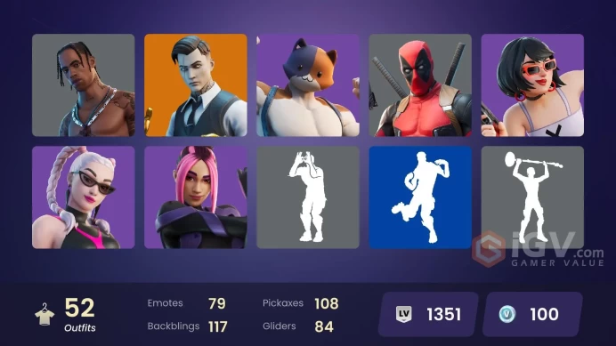36 skins | Travis Scott | Gold Midas | Gold Brutus | Vivi Chroma | Sultura | Malik | Snap | Gear Specialist Maya | The Origin | The Imagined