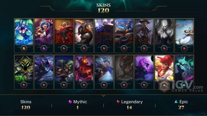 LAS - 120+ PERFECT SKINS- 208 LVL - 169 CHAMPIONS- LAST RANK IS SILVER- EMAIL CHANGEABLE - INSTANT DELIVERY