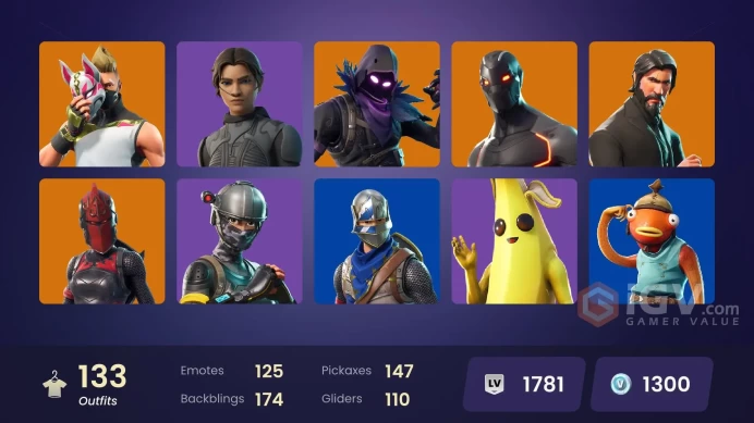 132 skins | The Reaper | Elite Agent | Take The L | Floss | Fresh | Blue Squire | Royale Knight | Omega | Ride The Pony | Snowflake