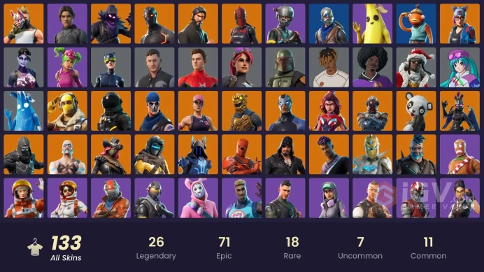 132 skins | The Reaper | Elite Agent | Take The L | Floss | Fresh | Blue Squire | Royale Knight | Omega | Ride The Pony | Snowflake
