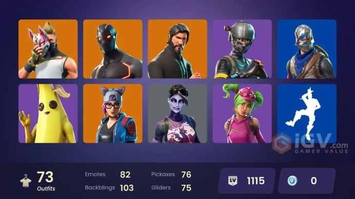 71 skins | The Reaper | Elite Agent | Take The L | Tidy | Blue Squire | Royale Knight | Omega | Ride The Pony | Snowflake | Rogue Agent | Lynx