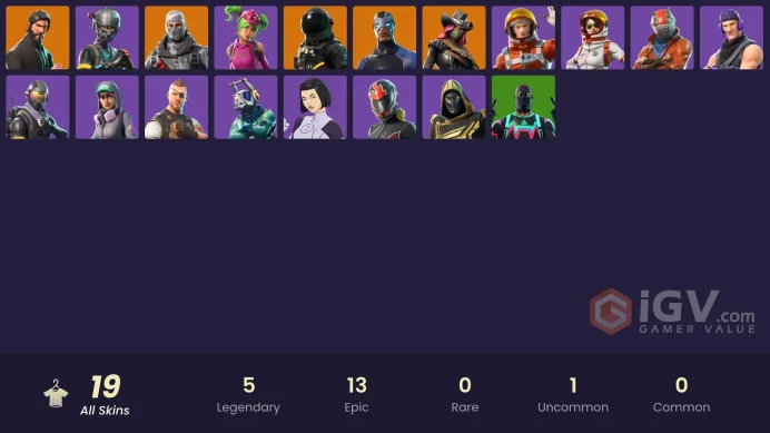 19 skins | The Reaper | Elite Agent | Take The L | Havoc | Mako | Snowflake | Sub Commander | Rogue Agent | Carbide | Dark Voyager | Calamity