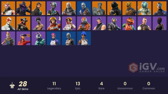 28 skins | The Reaper | Elite Agent | Take The L | Blue Squire | Royale Knight | Havoc | Ride The Pony | Snowflake | Blue Team Leader