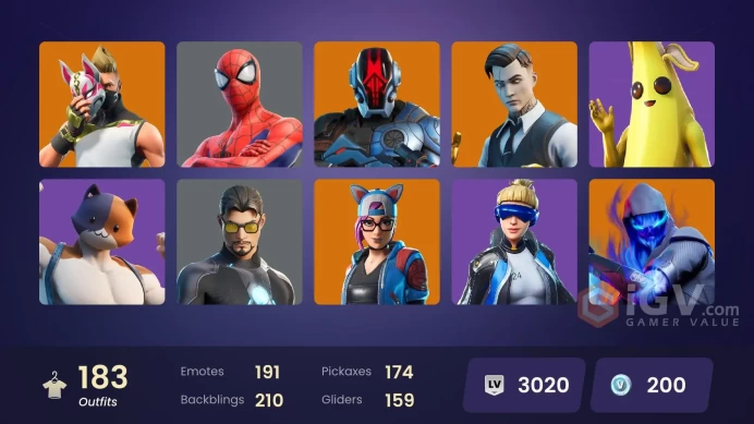 183 skins | Neo Versa | Gold Brutus | Gold Midas | Gold TNTina | Gold Meowscles | Point Patroller | Fixer | Lynx | Ronin | Battle Hound | Fade