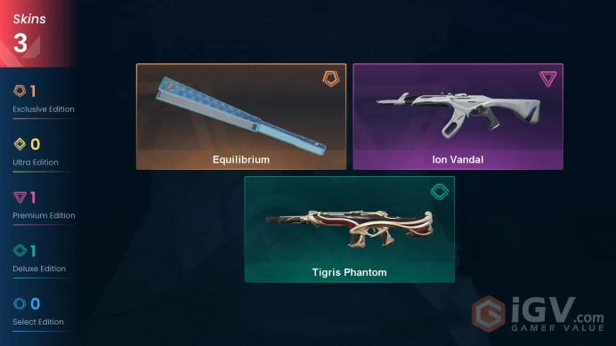 EU Full Access | 3 Skins Equilibrium + Ion Vandal + Tigris Phantom | 
