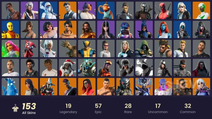 PC/PSN/Xbox/Nintendo 153 skins | Travis Scott | Leviathan Axe | Astro Jack | Gold Brutus | Gold Meowscles | Gold Midas | Lina Scorch | Pitch Pat