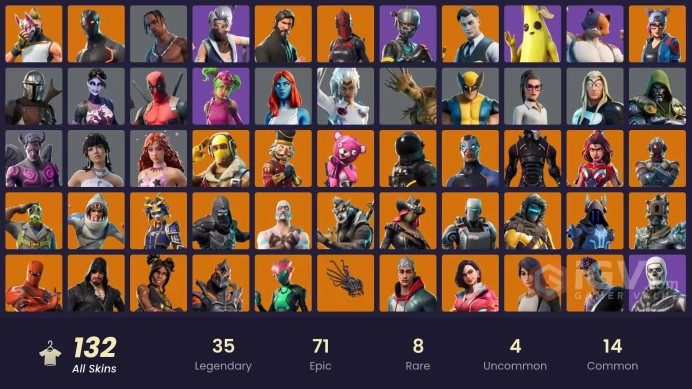 [PC/PSN] 132  skins | IKONIK |Travis Scott | The Reaper | Take The L | Elite Agent | Gold Midas | Candy Axe | Hot Marat | Orange Justice 	agg322