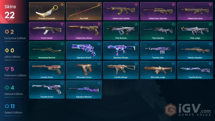 EU-Turkey Diamond 1 / 22 Skins Ruyi Staff Prime Karambit Prime Vandal Valiant Hero Vandal Valiant Hero Ghost Valiant Hero Operator #1044780 