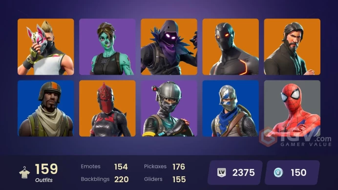 PC/PSN/Xbox/Nintendo 159 skins The Reaper | Take The L | Laugh Ip Up | Aerial Assault Trooper | Blue Squire | Royale Knight | Elite Agent | Gold