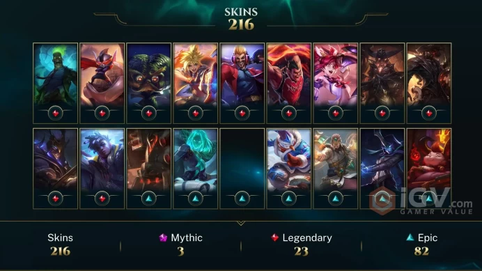 LAN * 216+ SKINS*  433 LVL *  ALL CHAMPIONS* DIA4 PEAK LAST SEASON P4-* EMAIL CHANGEABLEINSTANT DELIVERY ( 3 ULTIMATE SKIN 3 MYTHIC SKIN) 