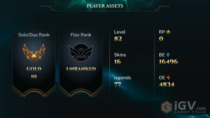 [S16 - SP1] EUW / GOLD III 86LP / 16KBE / 77 CHAMPİONS / 16 SKİN / CHANGEABLE MAİL