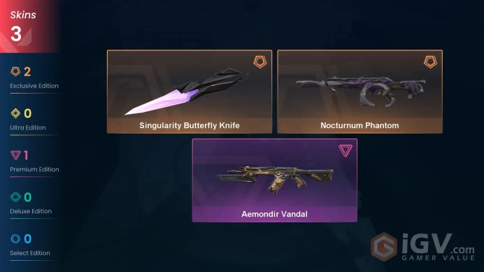EU | 3 skins | Singularity Butterfly Knife | Nocturnum Phantom | Aemondir Vandal | T6102
