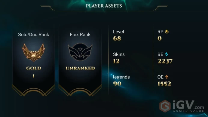  LAN  12 SKINS  GOLD 1  90 CHAMPIONS  68 LEVEL  INSTANT DELIVERY  FULL ACCESS  Exso7 