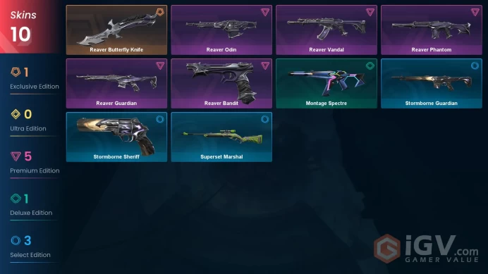 EU 10 skins 1 knifes | Reaver Butterfly Knife | Reaver Guardian | Reaver Phantom | Reaver Odin | Reaver Bandit | Reaver Vandal | V0237