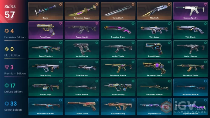 EU | 57 Skins + 19 Agents + 4 Knifes | Sandswept Dagger • Venturi Knife • Reaver Vandal