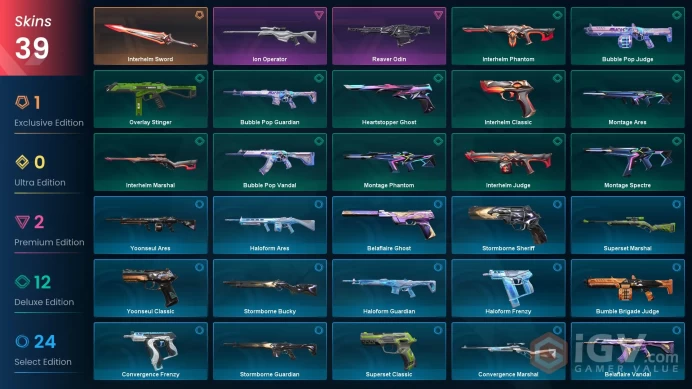 EU 39 skins | Interhelm Sword | Ion Operator | Reaver Odin | Bubble Pop Judge | Interhelm Phantom | Bubble Pop Guardian | V0384