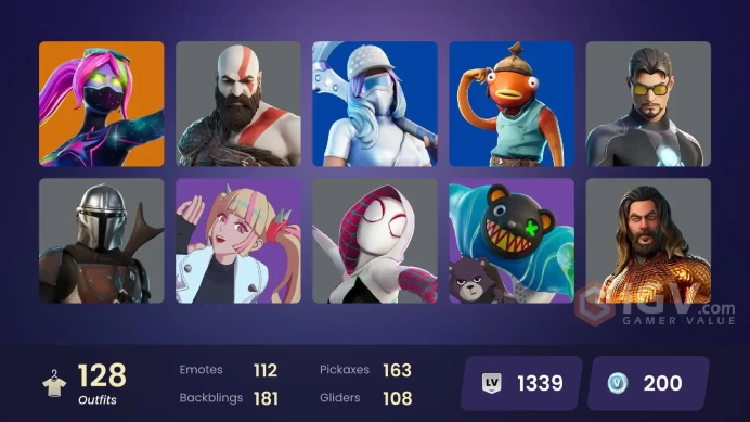 [PC/PSN/XBOX/Nintendo]  128 skins F/A :  Leviathan Axe | Kratos | Master Chief | Snake Eyes | Twyn | Fade | Era | Paradigm (Reality-659) | Joey 