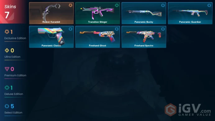EU Full Access | 7 Skins Reaver Karambit + Freehand Spectre + Panoramic Guardian + Freehand Ghost + Transition Stinger + Panoramic Bucky