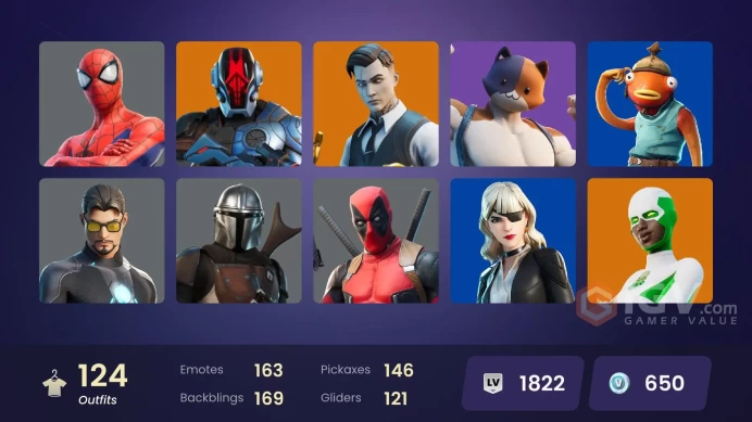 [PC/PSN/XBOX/Nintendo]  124 skins F/A :  Leviathan Axe | Major Lazer | Cloud Striker | Point Patroller | Raz | Fade | Valeria | Malik | Eternal 