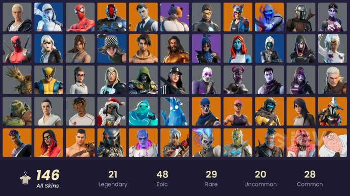 [PC/PSN/XBOX/Nintendo]  146 skins F/A :  Leviathan Axe | OG STW | Dark Skully | Dark Splitter | Gold Brutus | Gold Midas | NBA 75 Swish | Keri C