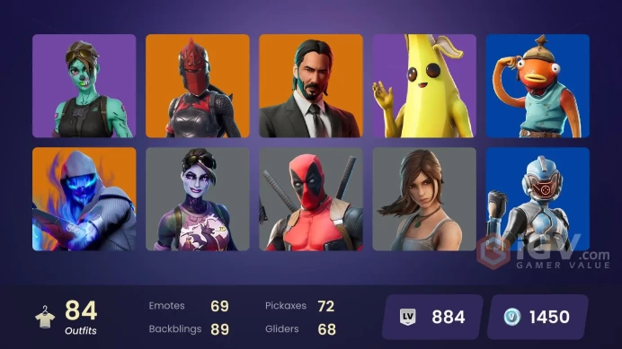(PC PSN XBOX) 84 skins | MERRY MINT AXE /  OG Paradigma | WORLD CUP | LARA CROFT / GHOUL TROOPER / SKULL TROOPER /  Luxe | Blackheart | P.A.N.D.