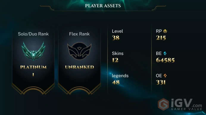[EUW] S16! - SPLIT 1! - Platinum 1 - 30 LP Gain - 6 Win 3 Lose 67 WR -64.5K Be - Honor 5 - Ranked Ready - Instant Delivery